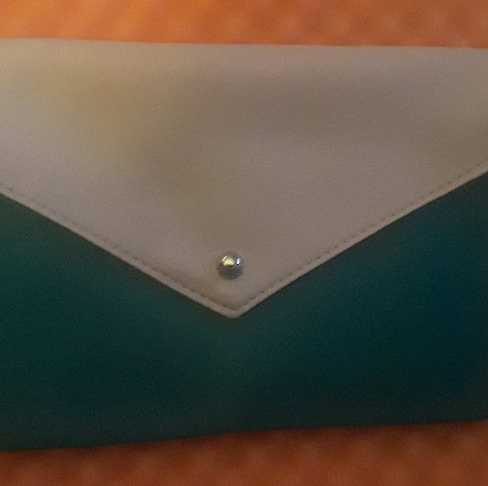 Green and cream makeup bag or clutch